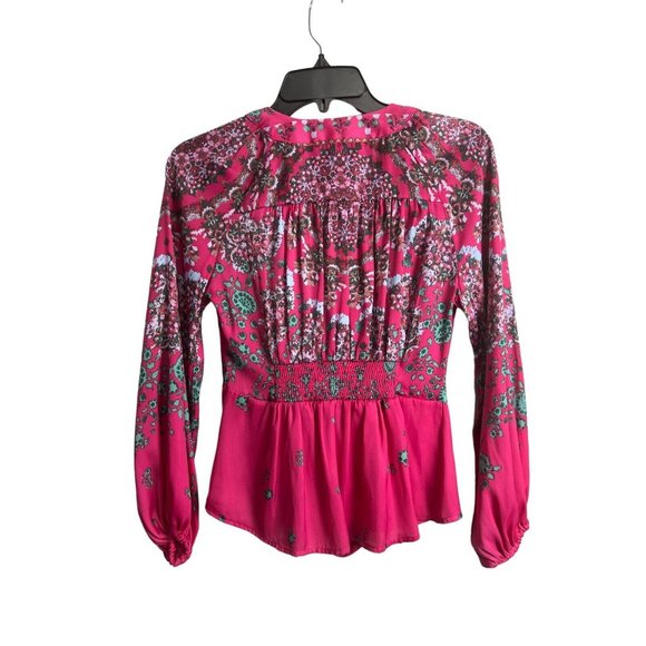 COPY - Free People Run Free Floral Blouse Pink XS - Picture 6 of 12